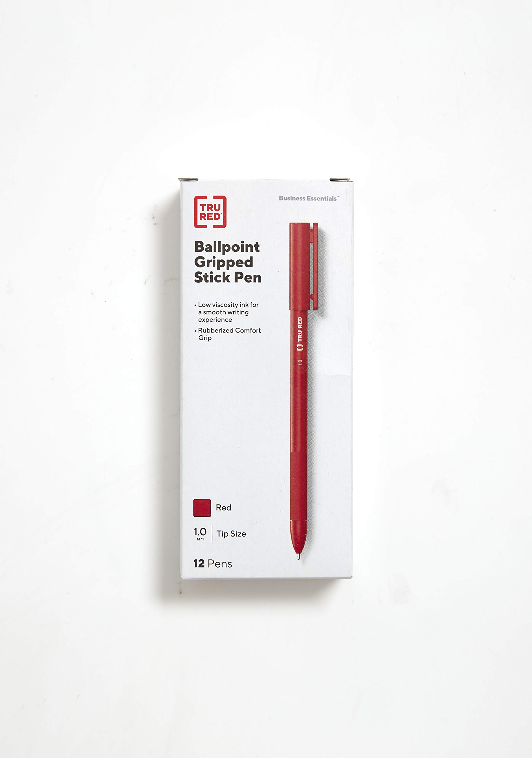 TRU RED 24328151 Ballpoint Gripped Pen, Stationery, Medium Point, 1.0mm, Red