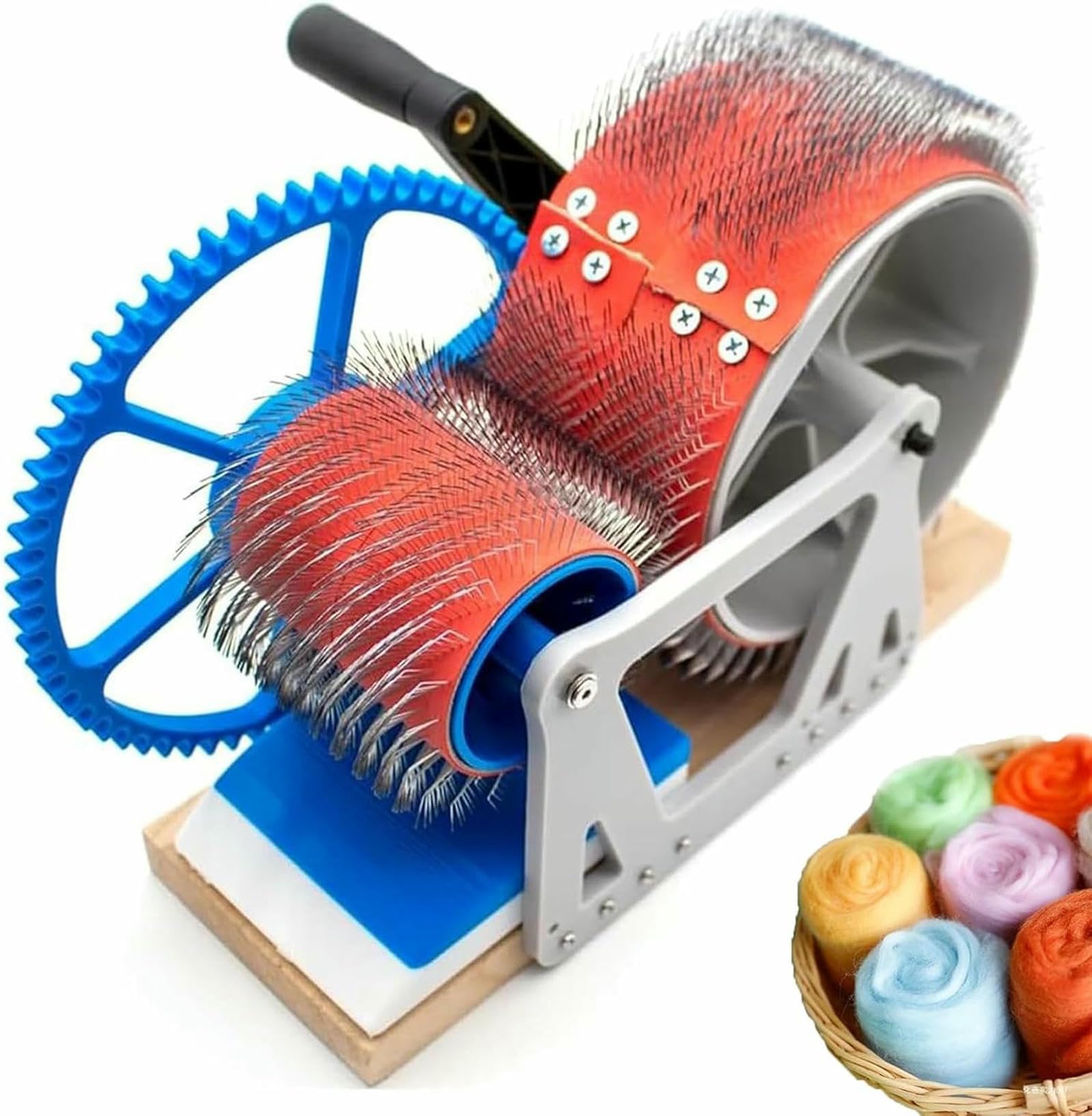 Aserzenith 1 Hand-Crank Wool Carding Machine, Drum Carder For Fast Color Mixing, Combing & Spinning, Remove Fiber Impurities, Diy Felt Making Tool