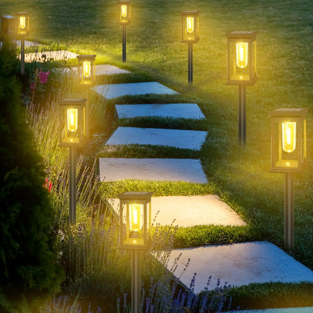 flintronic 8PCS Luces Solares LED Exterior Jardin, Focos LED Exterior Solares, Led Apliques Pared Exterior, IP65 Luz Solar Exterior Potente, Impermeable, Para DecoracióN Exteriores, Patios, Camino