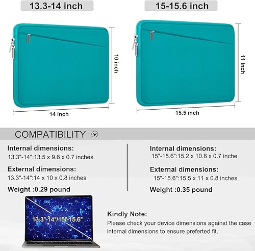 Miniatura 6 de Funda para laptop de 15.6 pulgadas, bolsa de transporte duradera para computadora, funda protectora con bolsillo frontal, funda delgada para laptop