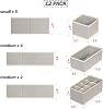 Juego de 12 organizadores de cajón plegables, cajas de tela para clóset, contenedores con divisores para ropa interior, sostenes, calcetines, ropa de bebé, gris NN246 3