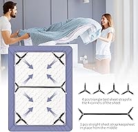 Vista 6 de Luyena - Correas para sábanas de cama, 4 + 1 soporte de clips para sábana bajera, clip triangular mejorado para esquina, correa elástica ajustable