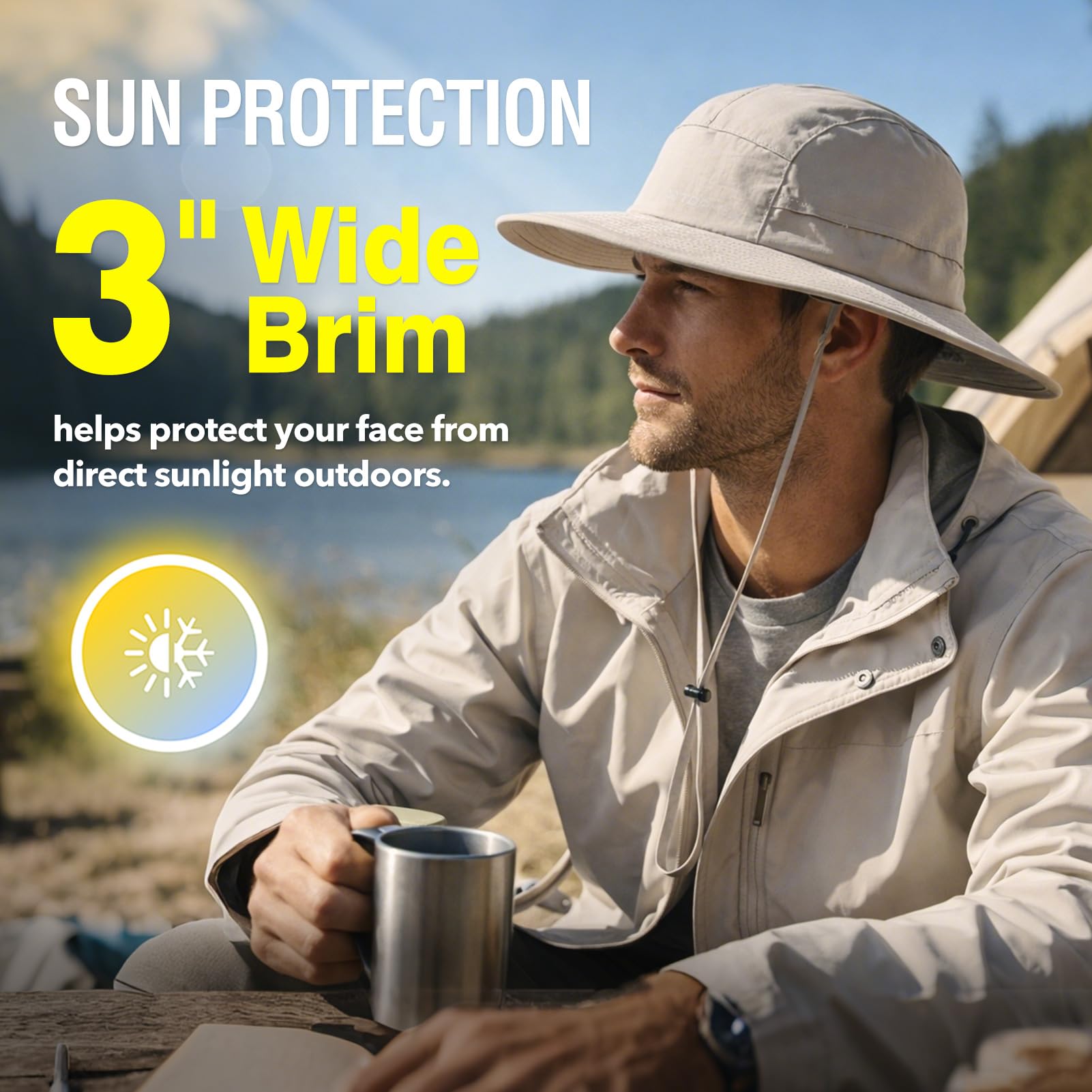 TOP-EX Chapeau de soleil imperméable à large bord pour homme XL/XXL - Protection solaire UPF 50+ - Pliable
