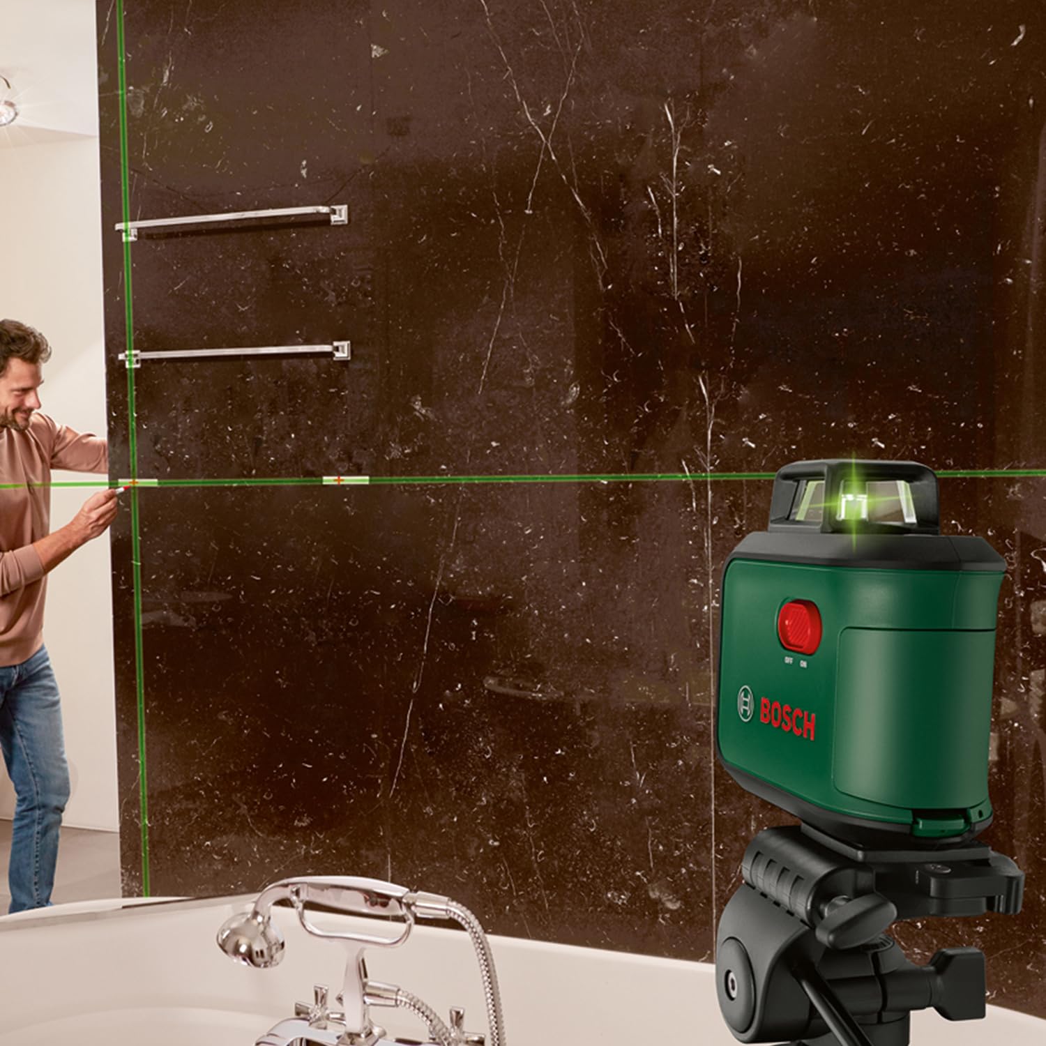 Bosch Home And Garden Laser Krzyżowy Advancedlevel 360 ze Statywem Premium (3 Linie Laserowe, w Tym 360° do Wyrównywania Elementów w Całym Pomieszczeniu, Opakowanie Kartonowe)