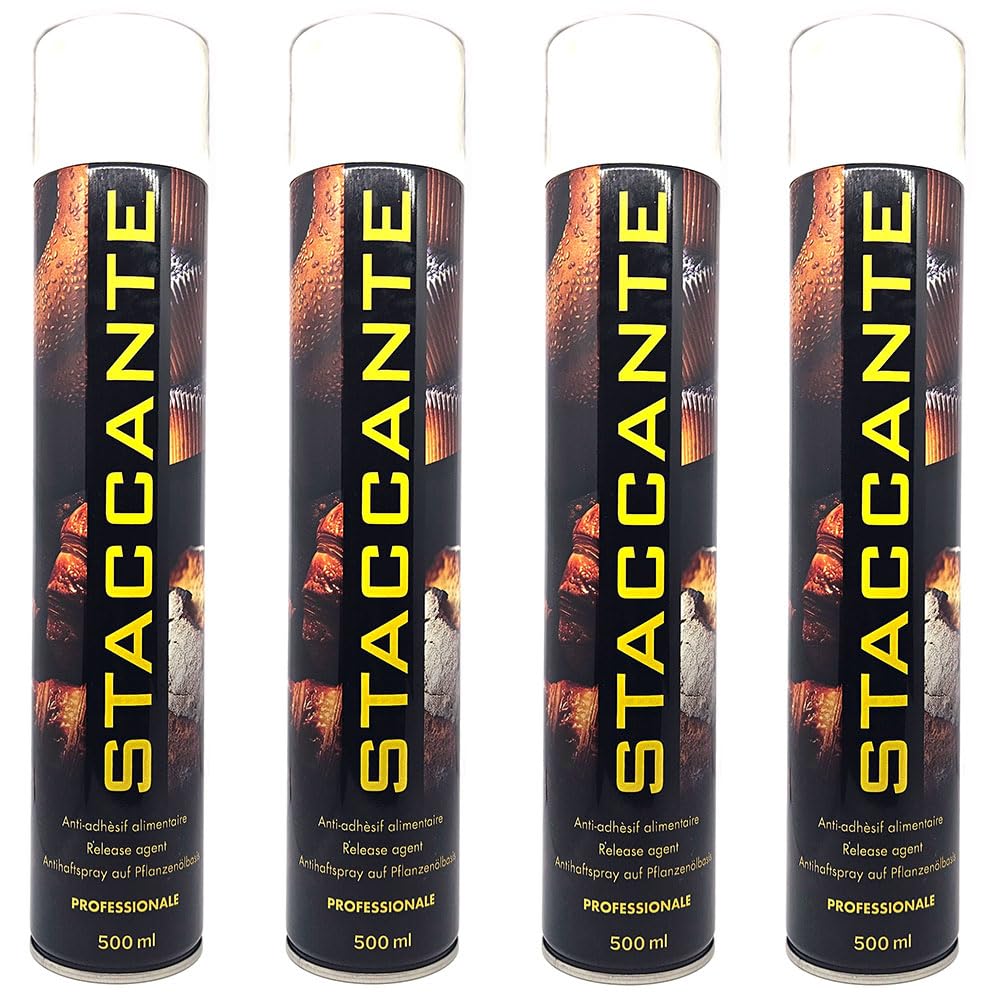 4 pezzi - STACCANTE spray ALIMENTARE per teglie 500ml - spray antiaderente ideale per torte, dolci e salati - per oliare stampi, padelle ecc - VOL 10 ad uso professionale