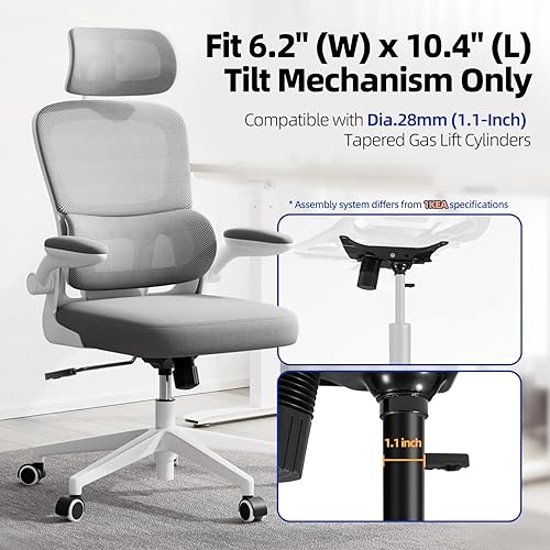 Miniatura 5 de Sytopia Piezas de repuesto para sillas de oficina resistentes de 500 libras, mecanismo de control de inclinación giratorio con orificios de montaje
