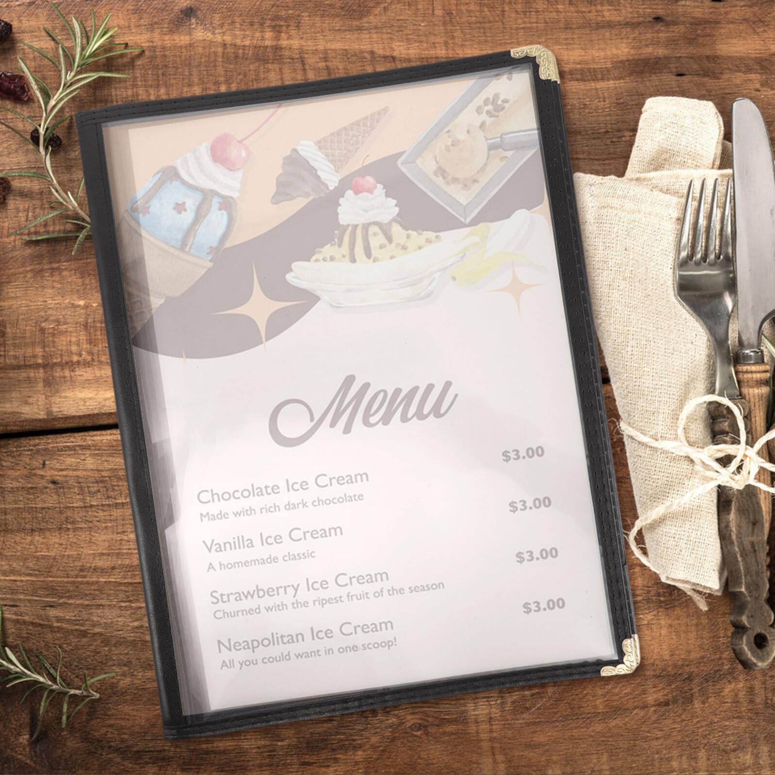 SHINEOFI Protège-menu Transparent en Pvc A4 5 Pages Insérables, Résistant aux Rayures, pour Restaurant et Présentation Élégante