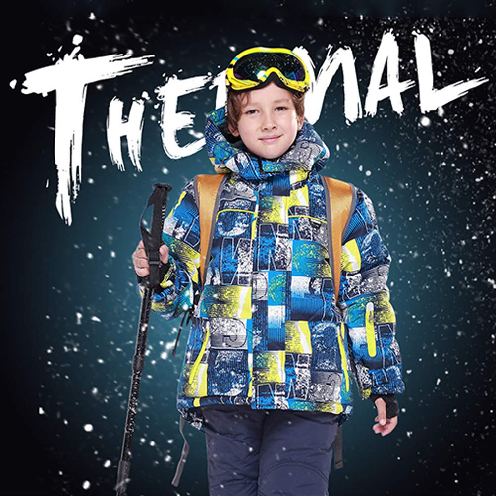 Amur Leopard Combinaison de Ski pour Enfants Garçons Filles Coupe-Vent Imperméable Épaissir Chaud Extérieur Pantalon en Coton en Plein air Veste de Ski