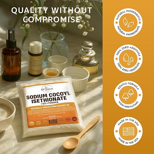 Miniatura 5 de Polvo de isetionato de cocoilo de sodio (SCI) (2 libras/32 onzas) Limpiador natural suave a base de coco, surfactante sin sulfato para barras