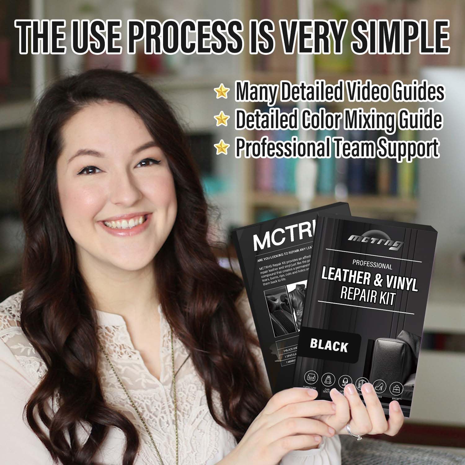 Black Leather & Vinyl Repair Kit, Leather Repair Kit for Car Seat, Shoes, Jacket, Sofa, Couch, Purse, Steering Wheel, Console, Easily Restores Faux, Artificial, Genuine Pleather With Easy Instructions - Image 4