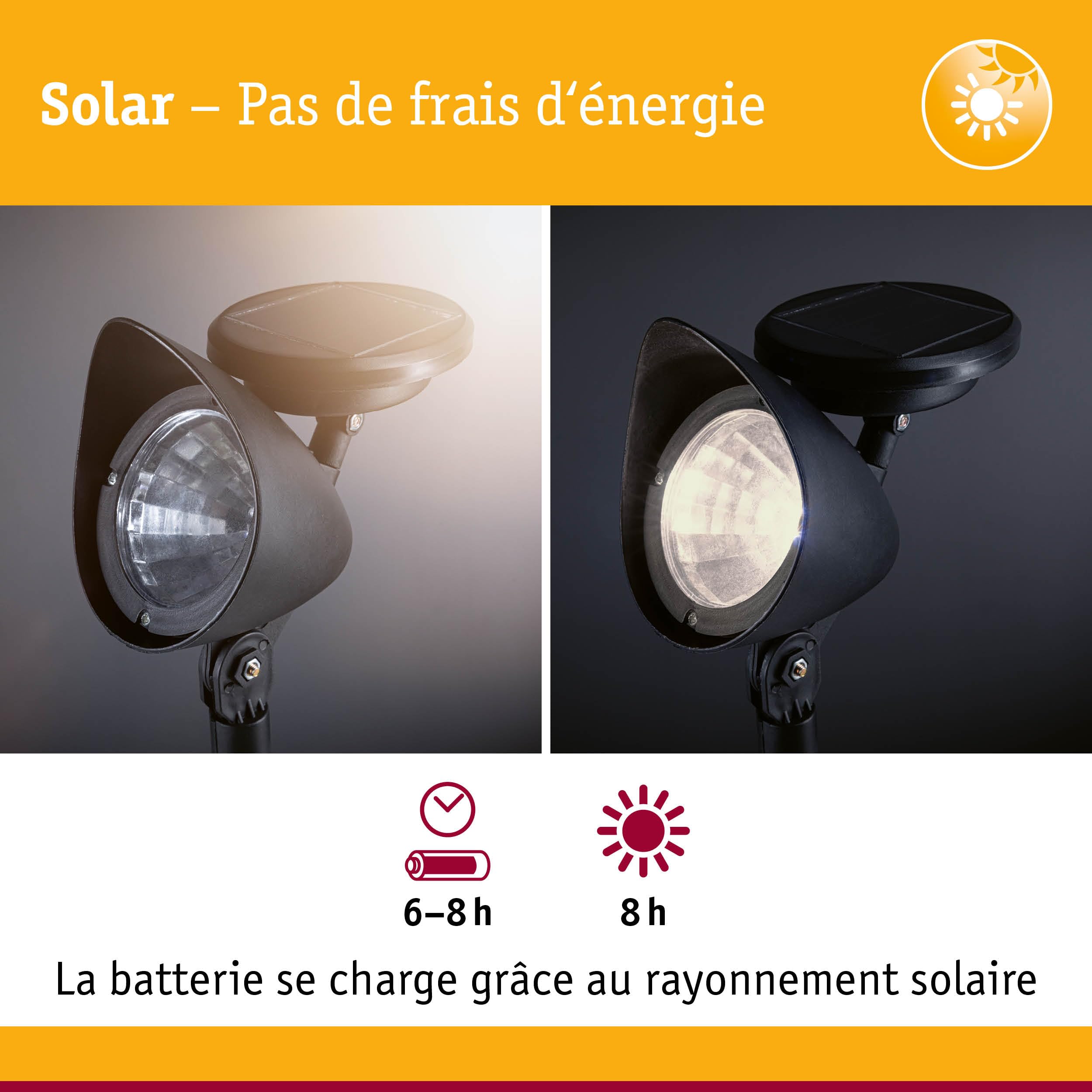 Image secondaire de Spot de Jardin LED Solena Noir avec Capteur Crépusculaire - Paulmann