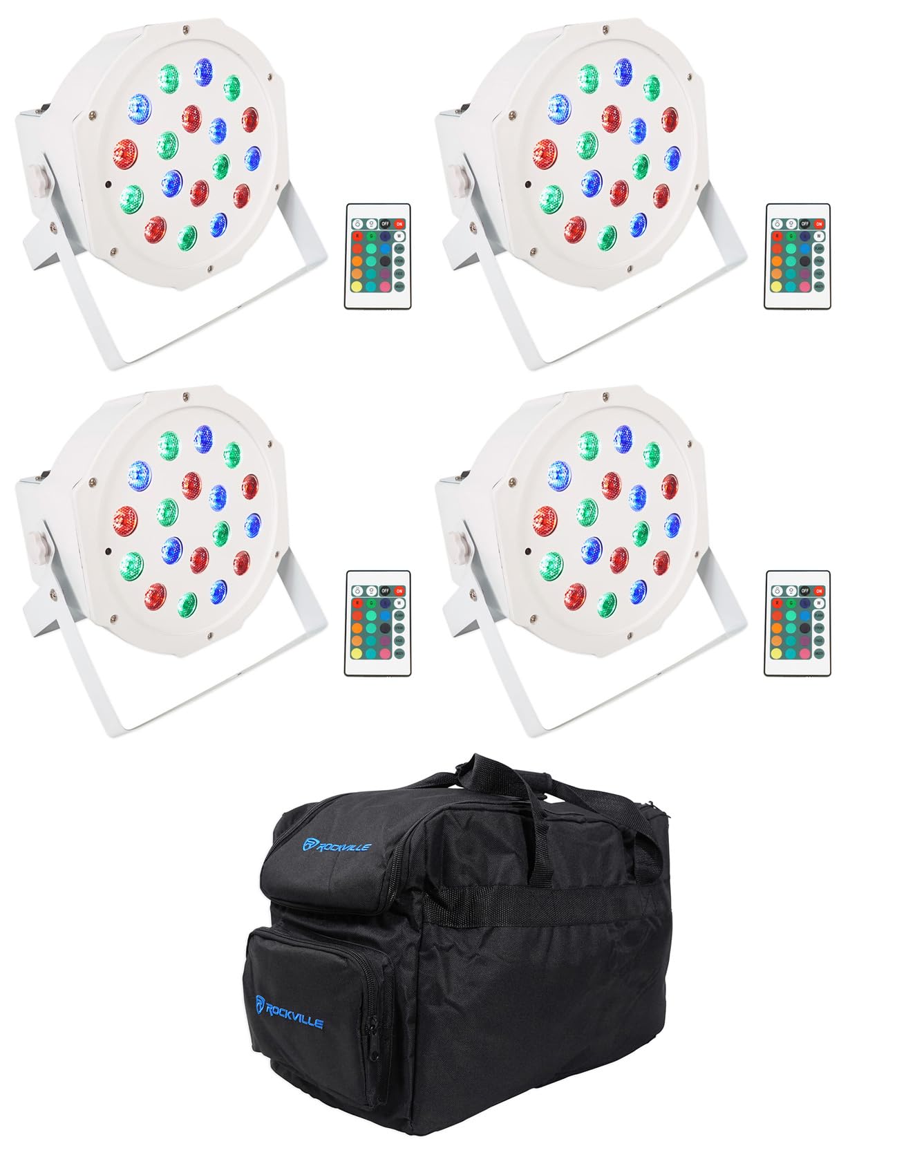 Rockville RockPAR TRI - Par Compacto LED RGB Con Luz De Lavado Pro DJ Dmx Control Remoto Blanco