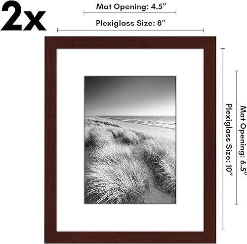 Vista 636 de Americanflat Portarretratos de 8 x 12 pulgadas con plexiglás pulido, juego de 2 portarretratos de 6 x 8 pulgadas con paspartú o para fotos de 8 x 12
