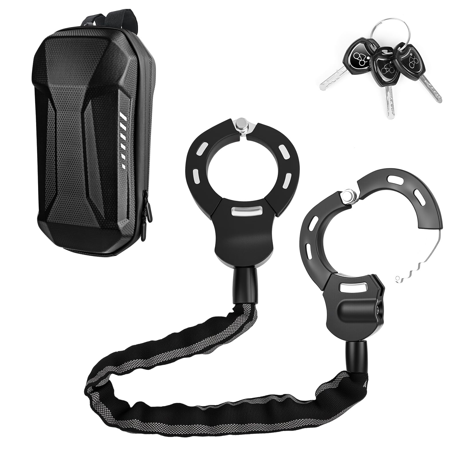 GuKKK Antifurto Monopattino Elettrico, 92CM Lucchetto Bicicletta Antifurto, 1.5KG Serrature Antifurto per Biciclette Elettriche, Lucchetto Bici, Lucchetti a Catena Con Chiave e Borsa Impermeabile