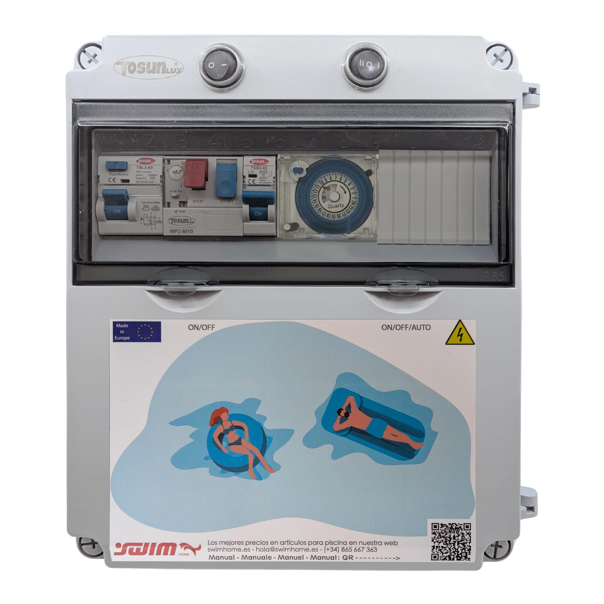 Swimhome Quadro elettrico per piscina Guardamotor, trasformatore 150 W (2 CV (6-10 A))