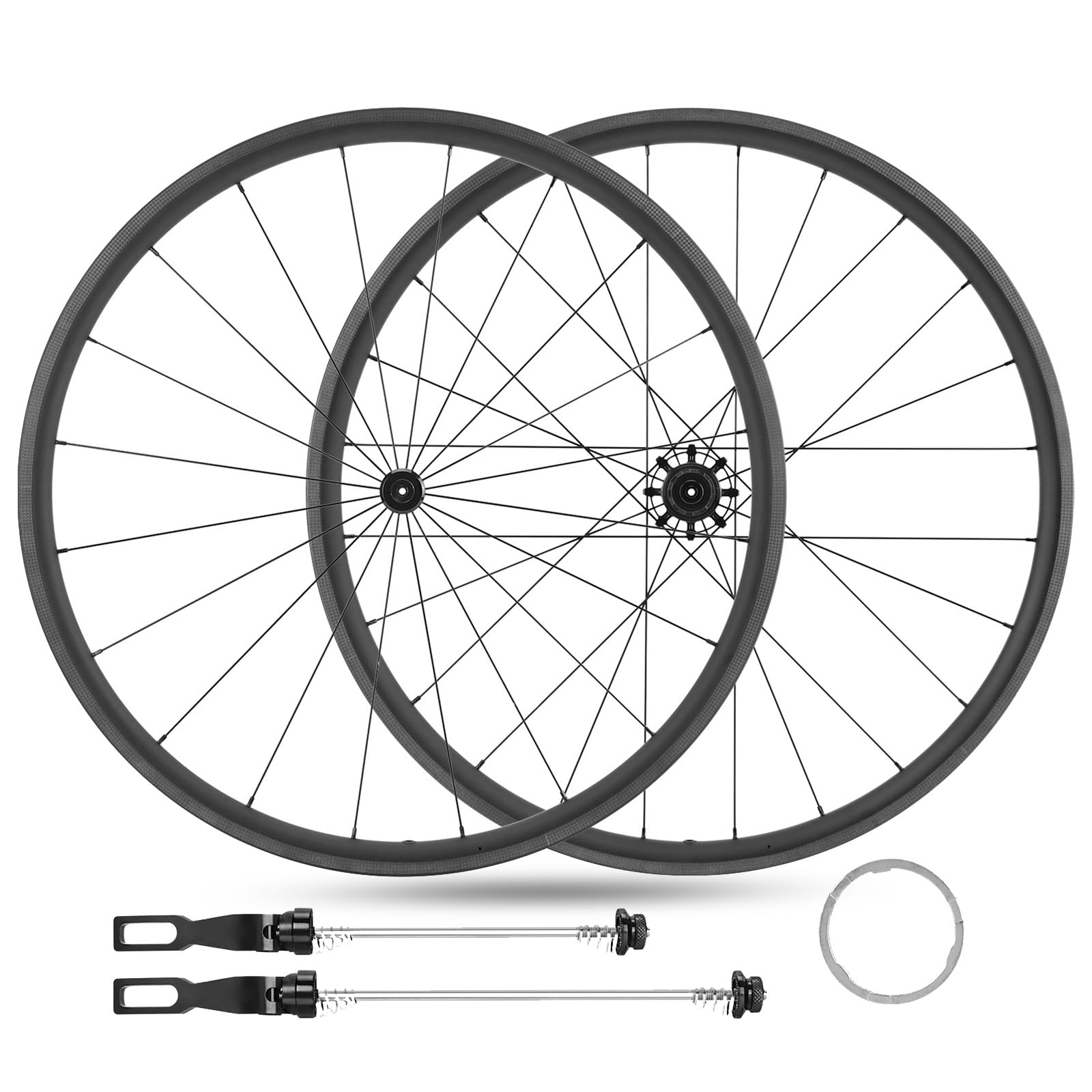 Juego De Ruedas De Bicicleta De Carretera De Fibra De Carbono 700c Profundidad De Freno De Llanta De 28 Mm Liberación Rápida 20/24 Orificios