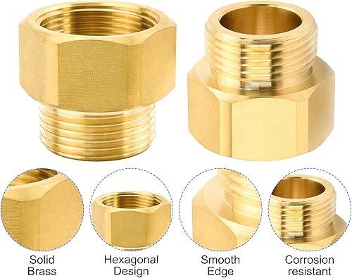 Miniatura 5 de Adaptador de babero de manguera de latón, paquete de 2 hilos finos de 1-116 pulgadas (hembra) para baberos de manguera de la marca Arrowhead,