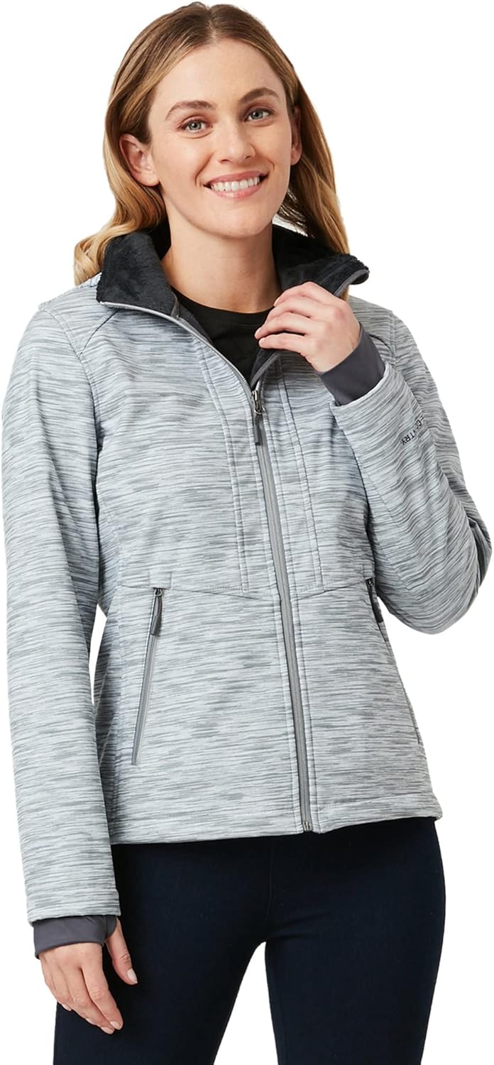 Free Country Women's Softshell Jacket Fleece Fur Lined Insulated Hooded Water & Wind Resistant Coat for Outdoor-Aeris II