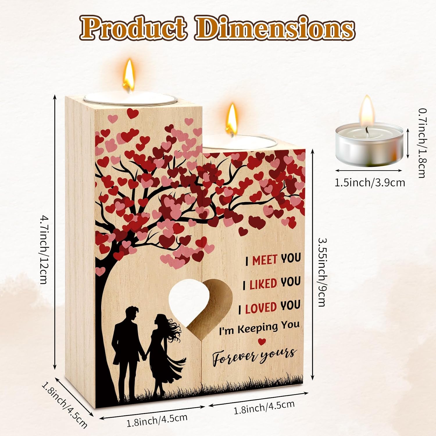 Anniversary Wedding Gifts for Boyfriend Girlfriend Him Her Happy 1 Year 50th Anniversary Decorations Decor Wooden Candle Holders Cool Birthday Christmas Valentines Day Gifts for Women Men Wife Husband