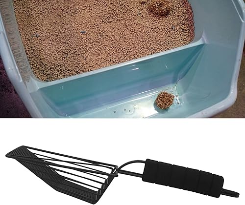 Miniatura 5 de Fydun Pala de metal reutilizable para gatos, pala de tamiz para mascotas, suministros para gatos y mascotas, amplia gama de usos (L (8.5 x 5.5 x 3.9
