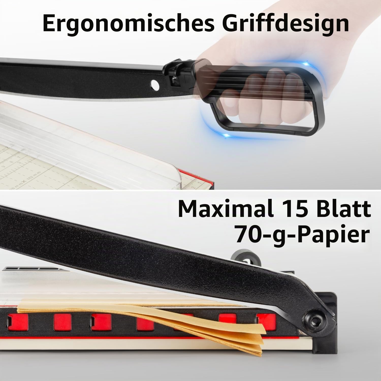 WORKLION Hebelschneider A4 – robuster Papierschneider mit Sicherheitsschutz, 15 Blatt Kapazität, Präzisions-Schneidemaschine zum Schneiden von Papier, Karten, Fotos, Vinyl und mehr mit