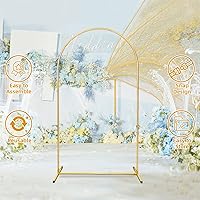 Vista 4 de Soporte de telón de fondo para arco de boda, soporte de telón de fondo de Chiara de 7.2 x 4 pies, arcos de boda para ceremonia, arco dorado, pared