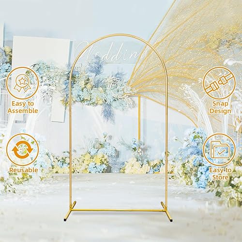 Miniatura 4 de Soporte de telón de fondo para arco de boda, soporte de telón de fondo de Chiara de 7.2 x 4 pies, arcos de boda para ceremonia, arco dorado, pared