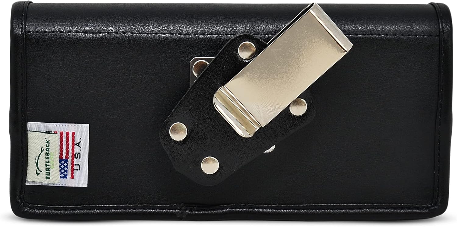 Turtleback Belt Case Designed for Galaxy Z Fold3 (2021) with Bulky Fit Case, Horizontal Holster Black Leather Pouch with Heavy Duty Rotating Belt Clip,