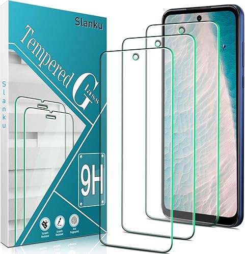 Slanku Paquete de 3 protectores de pantalla para Motorola Moto G Play 2023, vidrio templado Moto G Power 2022, dureza 9H, sin burbujas, compatible