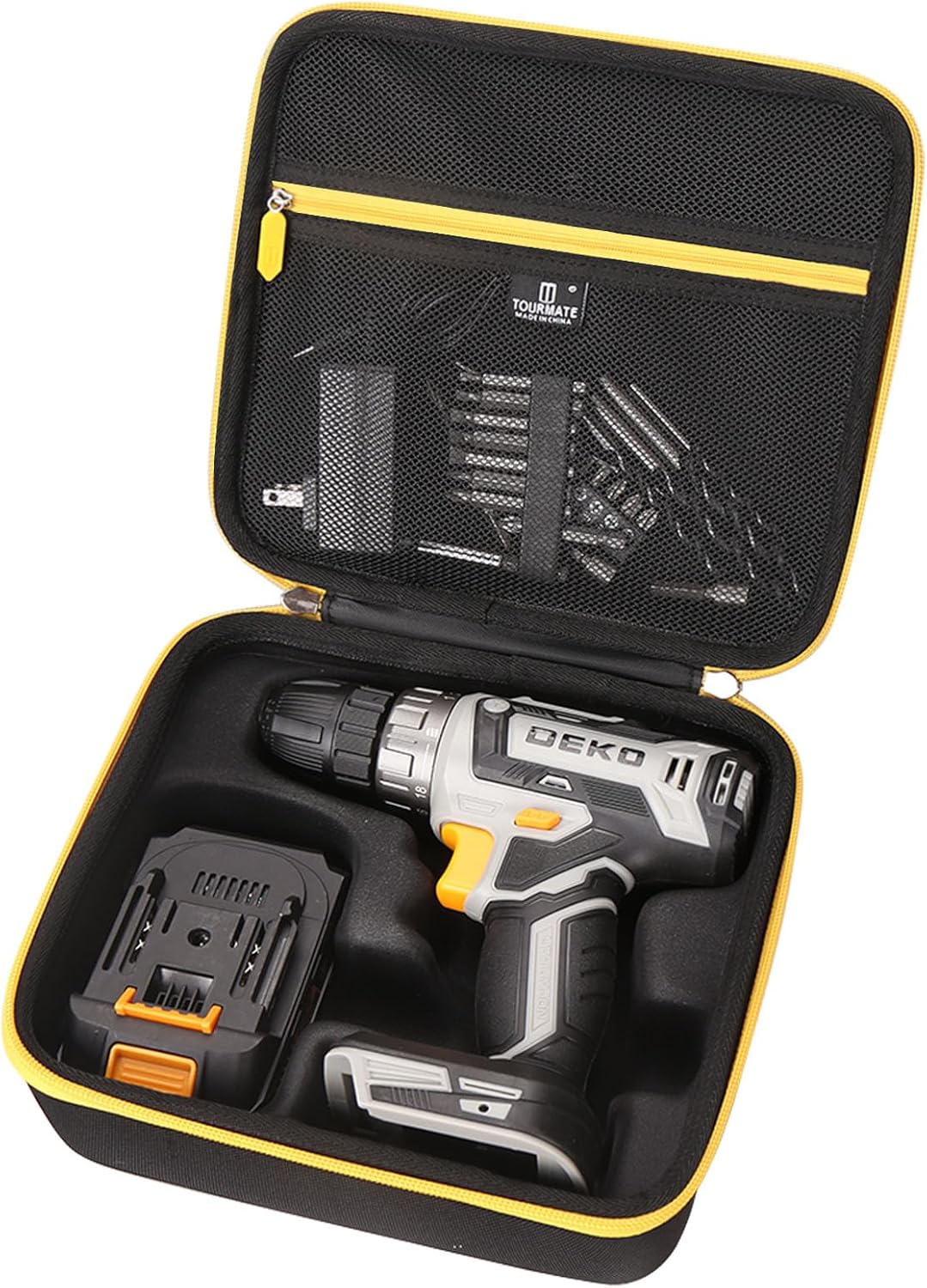 Tourmate Hard Storage Case for DEKOPRO Power Drill Cordless - Travel Case for 20 Volt Drill Driver Kit(Only Case) (Black)