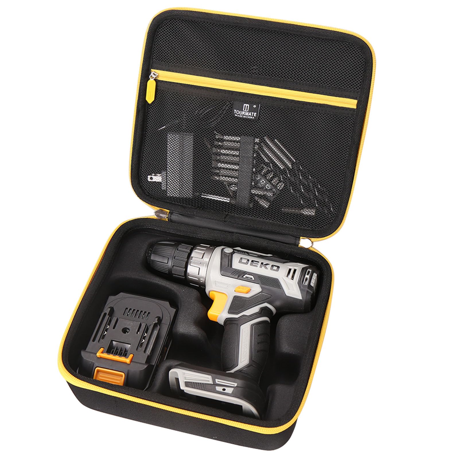 Tourmate Hard Storage Case for DEKOPRO Power Drill Cordless - Travel Case for 20 Volt Drill Driver Kit(Only Case) (Black)