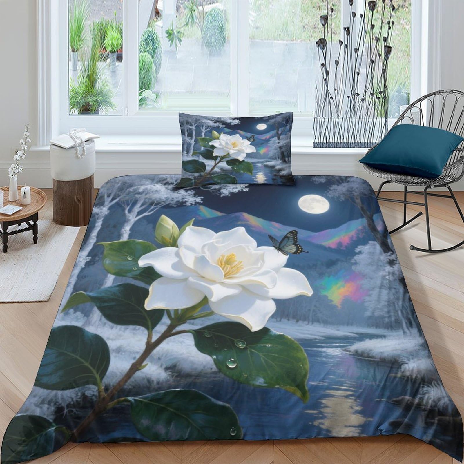 Linge de lit enfant imprimé 3D avec housse de couette single Gardenie