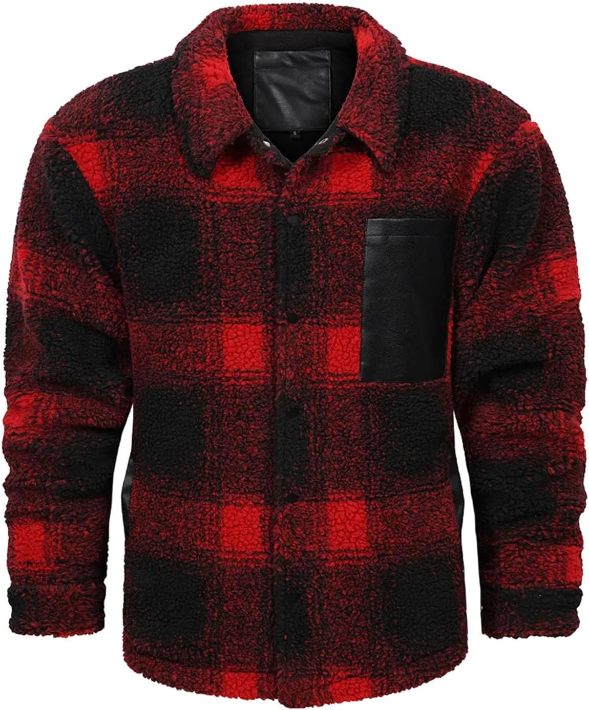 Men's Fleece Lined Plaid Overshirt Thick Warm Casual Outdoor Button Down Jacket