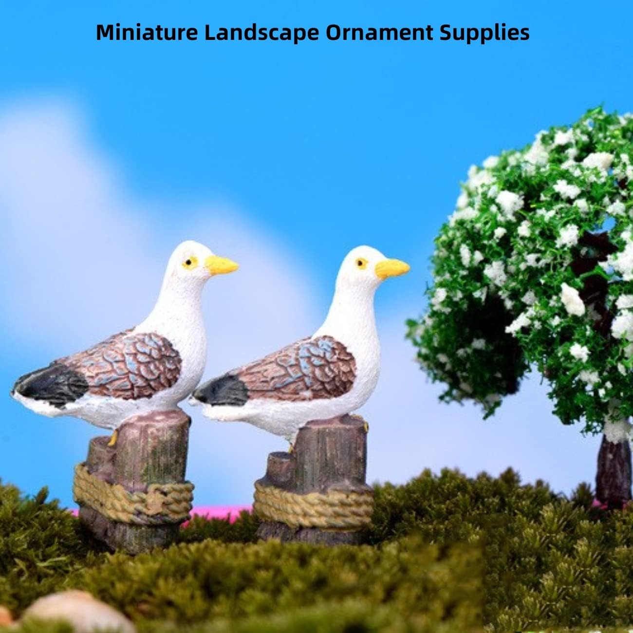 Seagull on Stump Mini Figurine, Ornament for Micro Landscape Decor image 5