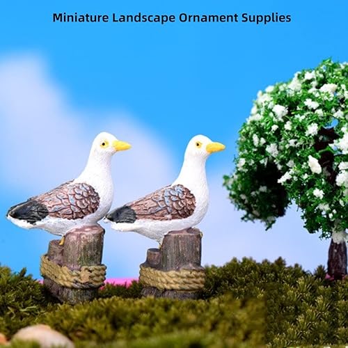 Miniatura 5 de Soporte de gaviota en miniatura, accesorios de jardín de hadas, mini figura de pájaro marino para decoración de jardín de hadas, decoración de micro
