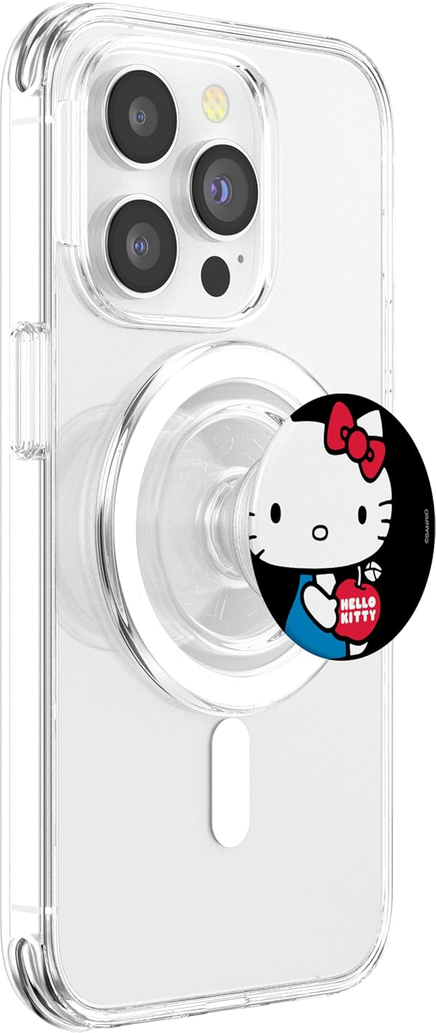Hello Kitty Classic Apple Black PopSockets MagSafe PopGrip for iPhone