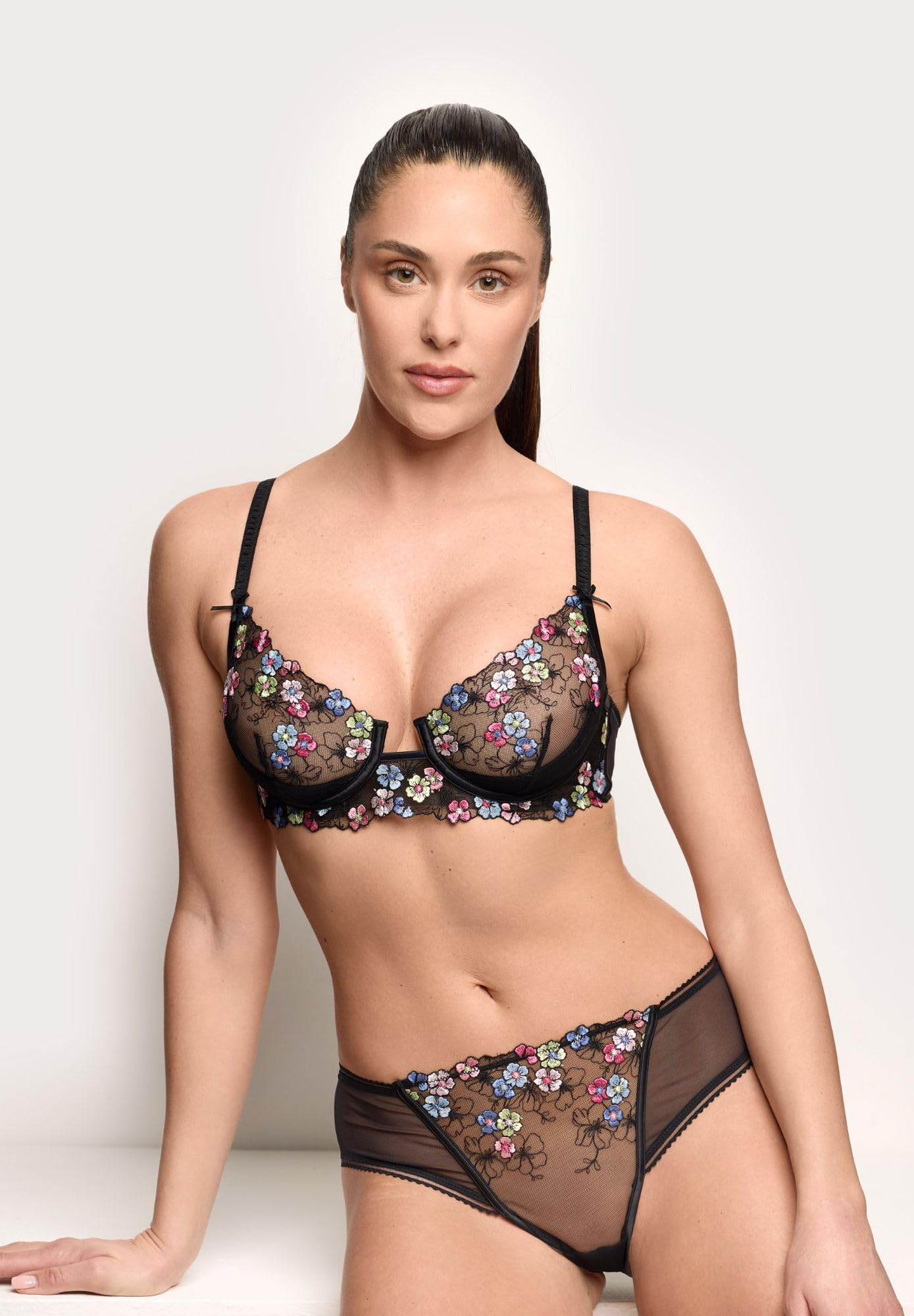 YAMAMAY - Reggiseno Balconcino con Ferretto, Nero, Linea Milli, Donna