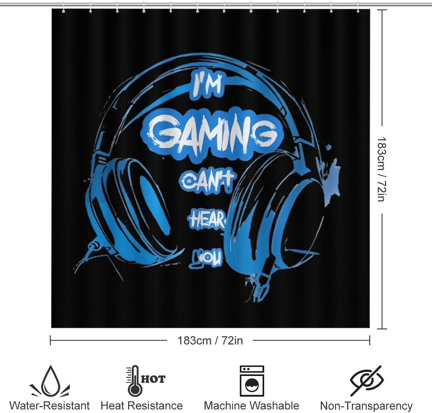 I'm Gaming Can't Hear You Bathroom Set with Shower Curtain Rugs Toilet Lid Cover and Floor Mats 4 Piece