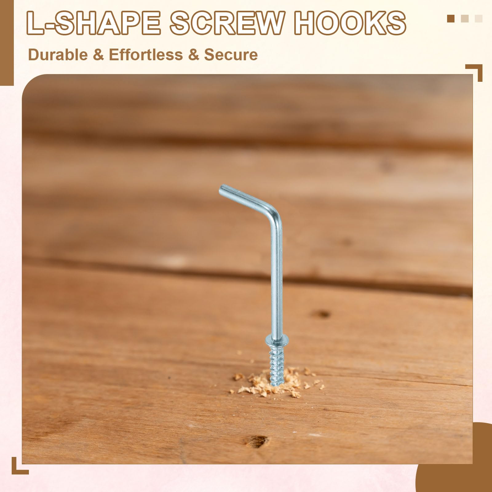 YELARXI L-Shape Screw Hooks Brass Plated Steel 7 Shape Right Angle Medal Hooks - Image 4