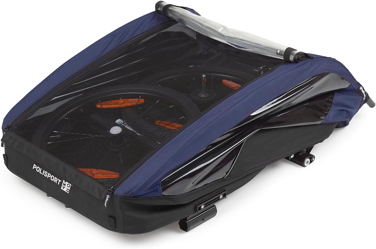 POLISPORT 8615000007 Trailer with 20 Inch Wheels for Bicycles with a Maximum of 1 or 2 Children a Trailer with a Maximum Load of 41 kg Grey/Blue