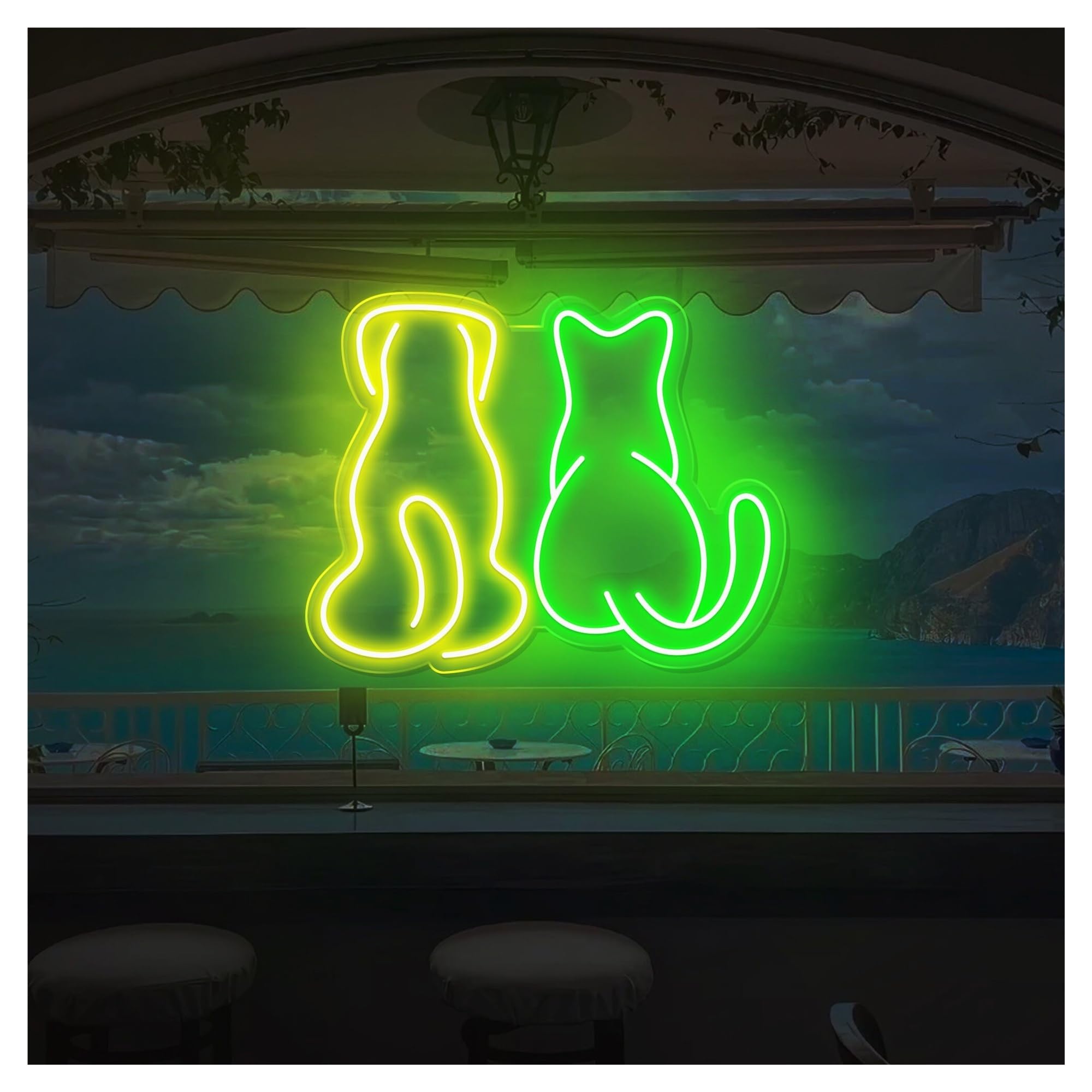 Bunte Buchstaben Lichter Leuchtreklame Mit Hund Und Katze Für Babyzimmer, Schlafzimmer, Büro, Kinderzimmer, Spielzimmer, Bar Oder Wohnzimmer 45cm