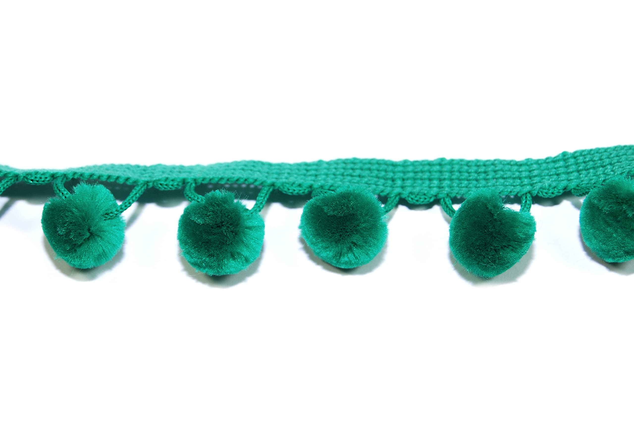 celloexpress Soft Pom Pom Fringe Trim - 15mm - Arts & Crafts | Cushions | Garments | Kids Bedroom (Mid Green, 5m - 500cm) โ image 1