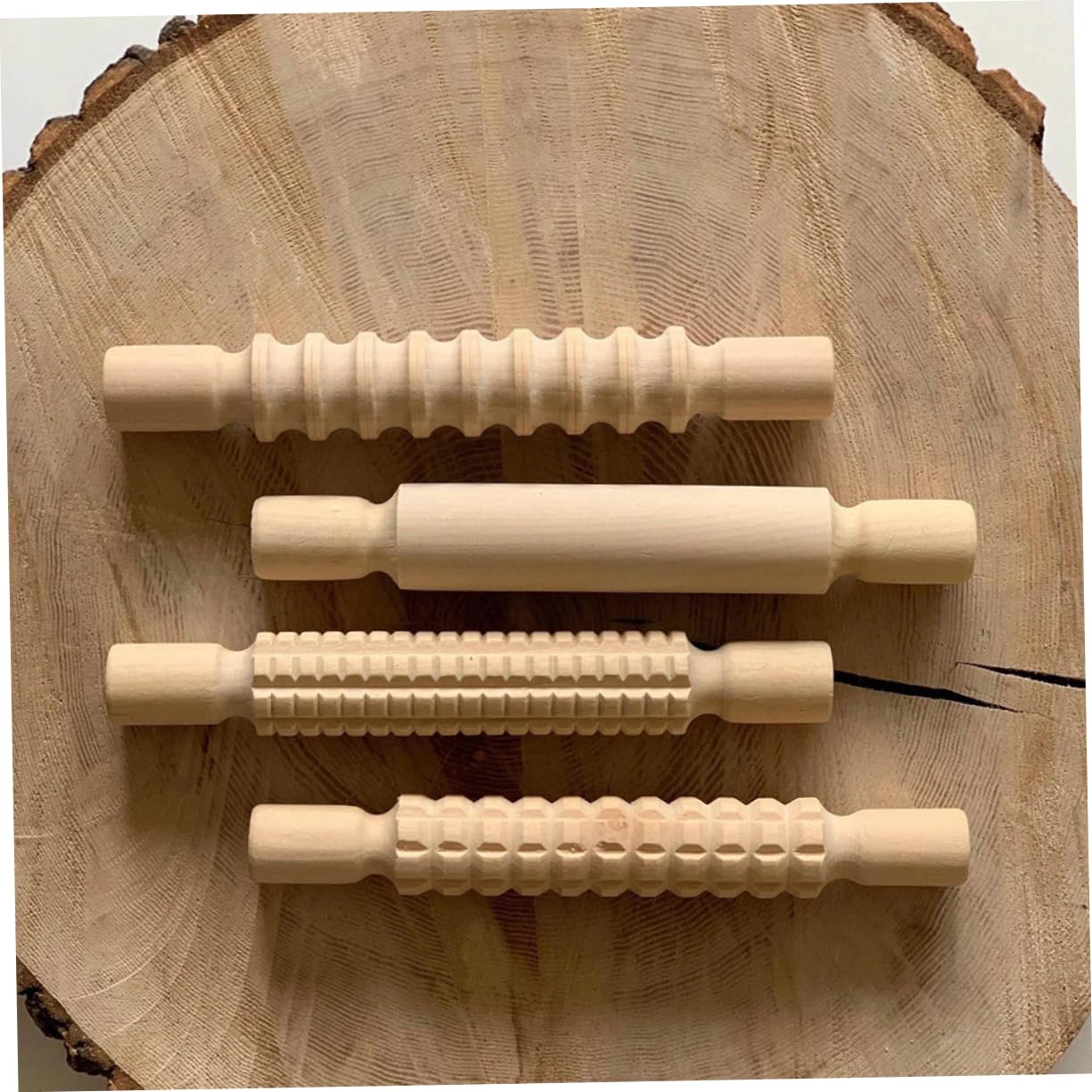 4piezas Rodillos De Textura Para Arcilla Rodillo De Madera Herramientas De Arcilla Multifuncional