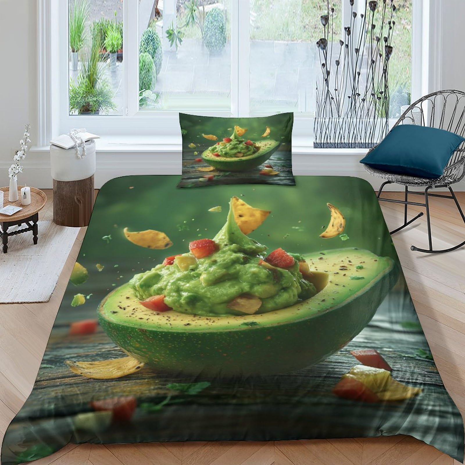 Sets de housses de couettes avocat 3D anti-transpiration en microfibre douce single 135x200