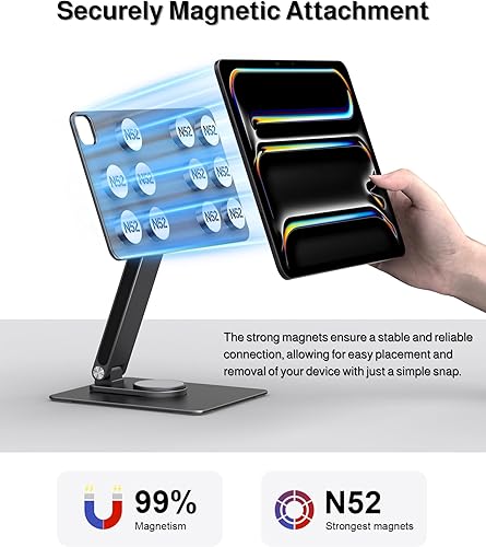 Miniatura 4 de Soporte magnético para iPad Pro M4 de 13 pulgadas, soporte plegable para iPad Pro M4 con rotación de 360, HDMI 4K, lectores de tarjetas, USB3.0