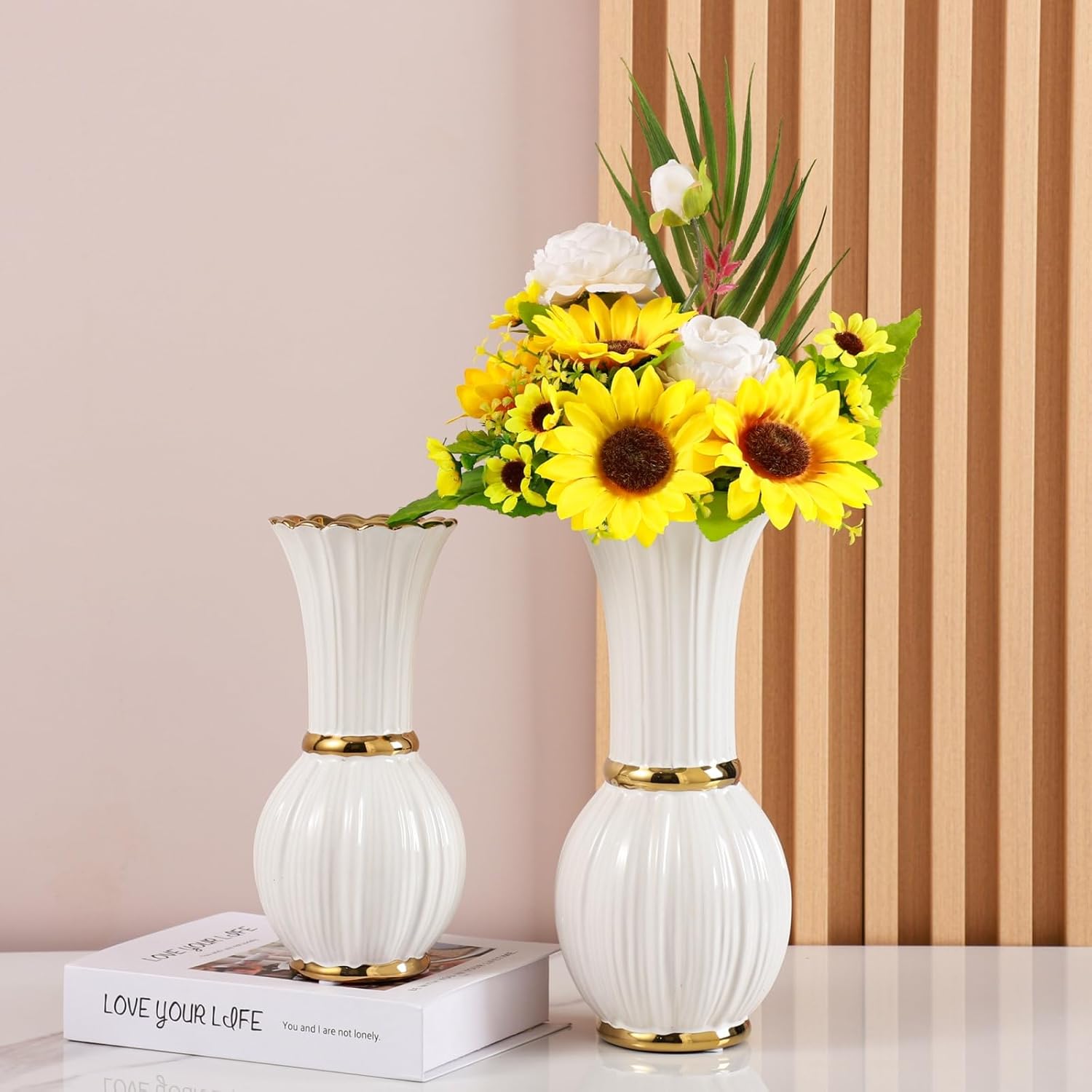 White and Gold Ceramic Vase Decoration,Home Living Room Center Decorative Bottle for Living Room Dining Center Decoration. Office. Hotel. Dining Room - Image 6