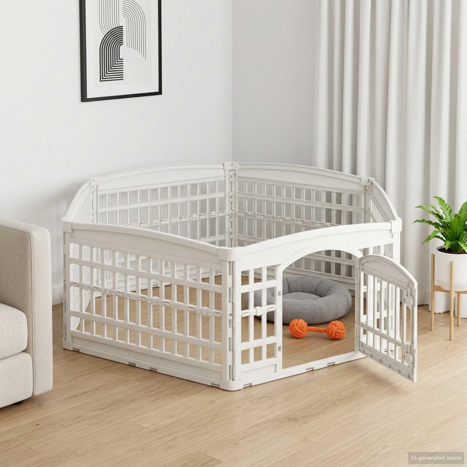Recinzione pieghevole a 6 pannelli, 177,5 x 154,5 x 58 cm, per cuccioli, per interni ed esterni, resistente alle intemperie