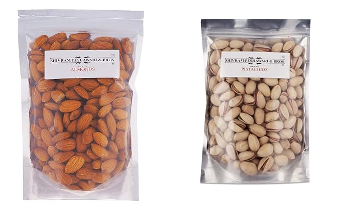 Pack of Almonds/Badam And Salted Pistachio/Pista Combo For Snacks | Healthy & Nutritious Snack | 100% Natural Dried | Dry Dates Pack | (250 Grams Each)