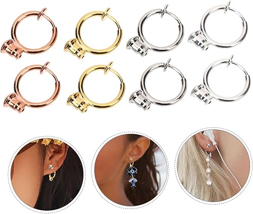Miniatura 3 de EXCEART 32 piezas convertidor de aretes brillantes accesorios de joyería de plata para convertir aretes a clip en la parte trasera de aretes para