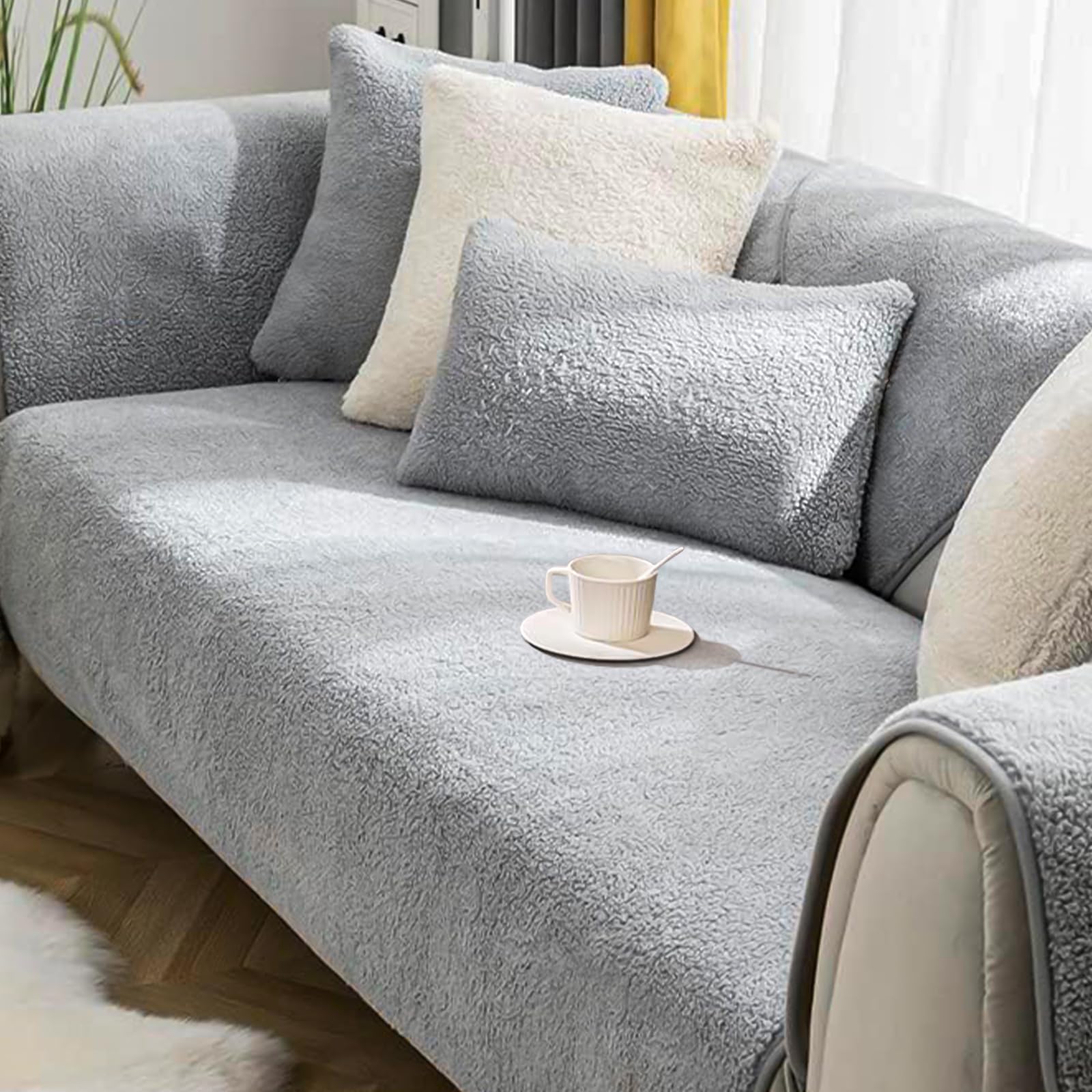 IMSGVIFO Samt Sofabezug 1 2 3 4 Sitzer, L Form Sofaüberwurfe, Ecksofa Sofa überzug Pets Dog Couch überzug Anti-rutsch Sofaschutz, Ultra Weicher Sofaschoner，Sofaschoner für Hunde